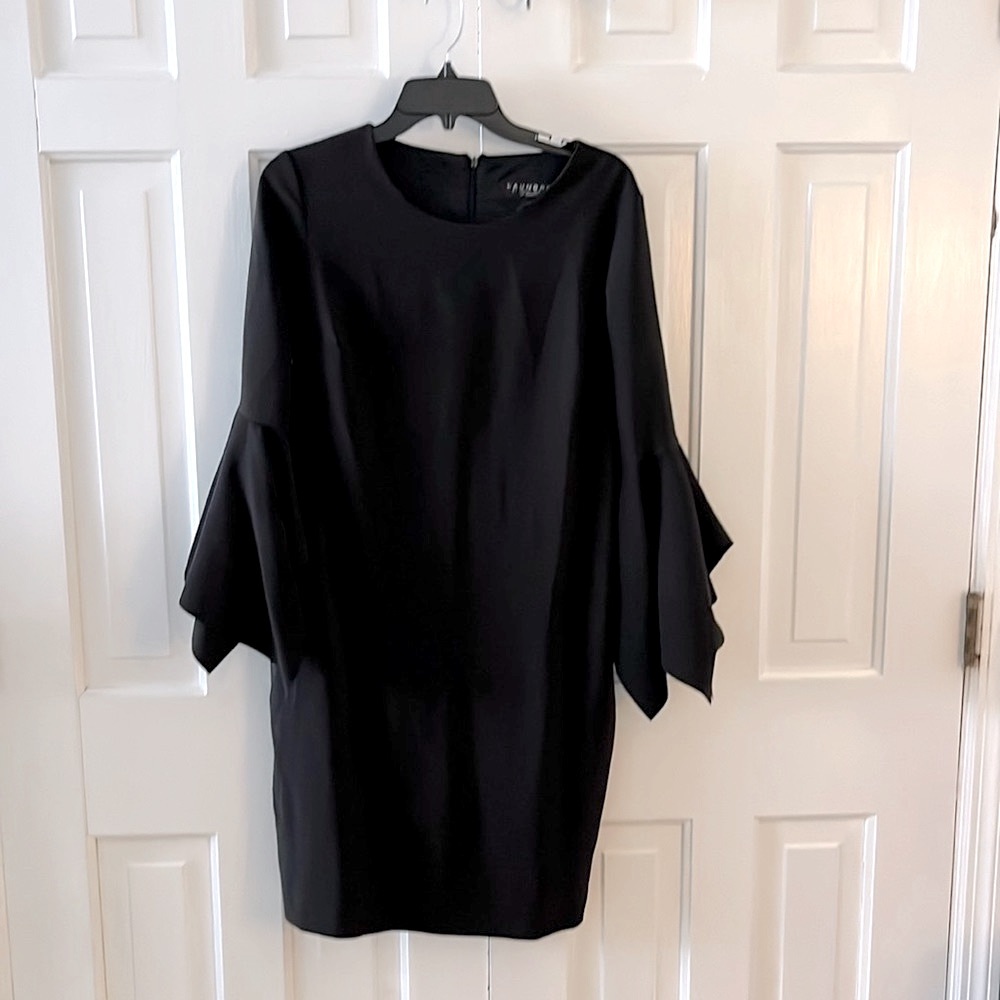 LAUNDRY NWOT Black Semi-Formal dress with Elegant Sleeves. Size 10.